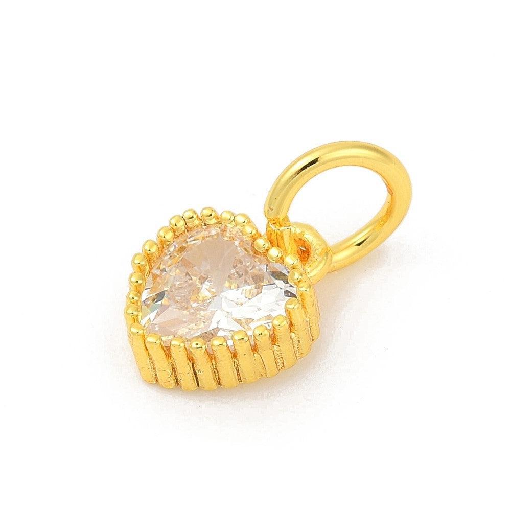 Bedel Zirconia hart goud / wit 9x7mm - per stuk-bedels-Kraaltjes van Renate