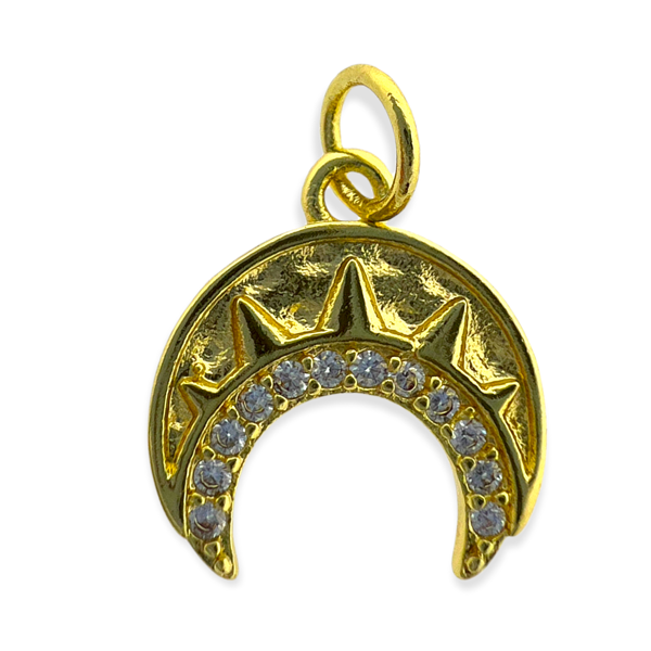 Bedel Zirconia maan goud 14x13mm-bedels-Kraaltjes van Renate