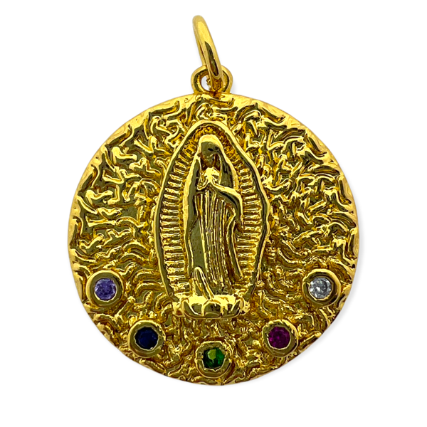 Bedel Zirconia rond Maria goud 22x20mm-bedels-Kraaltjes van Renate