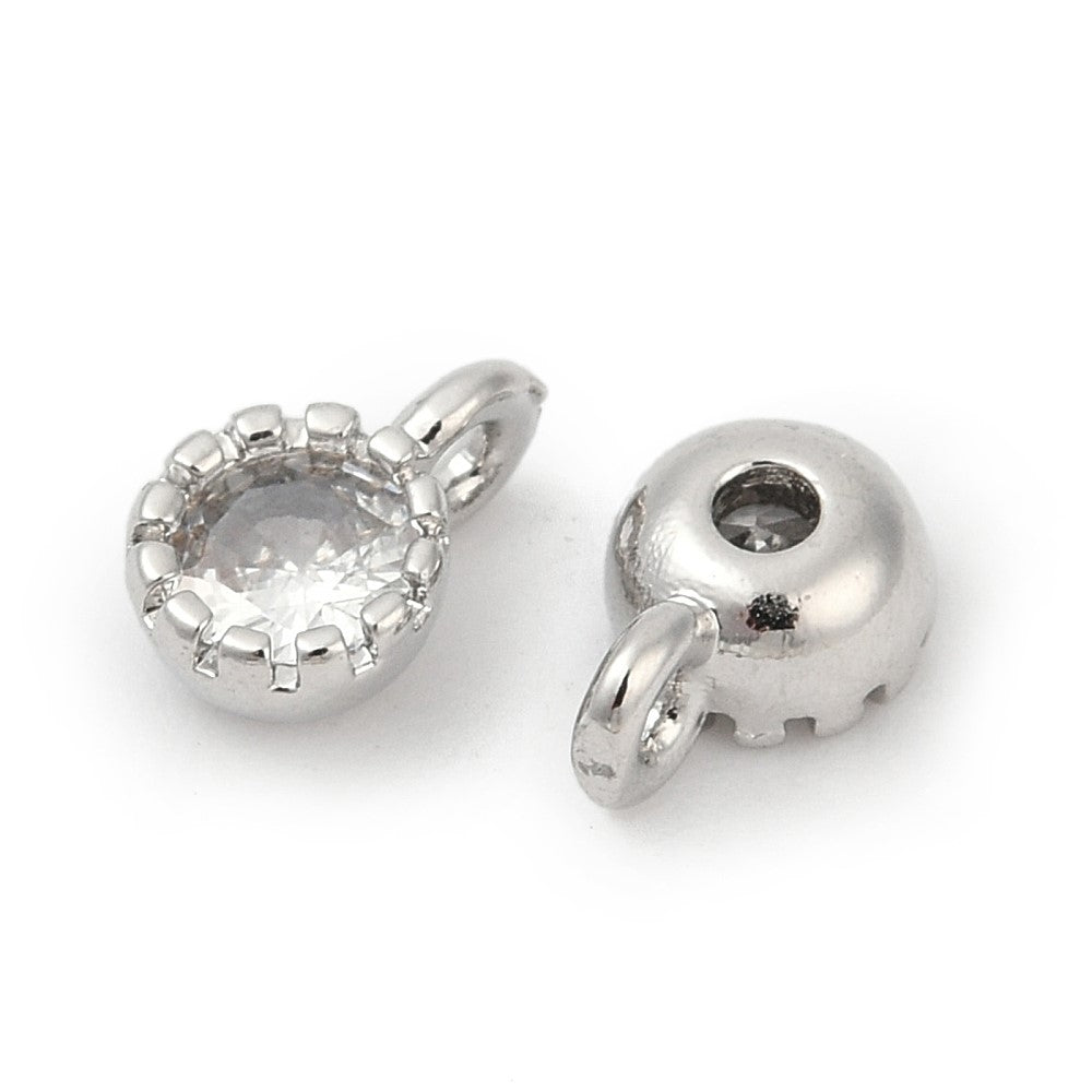 Bedel Zirconia rond zilver / wit 7x5mm - per stuk-bedels-Kraaltjes van Renate