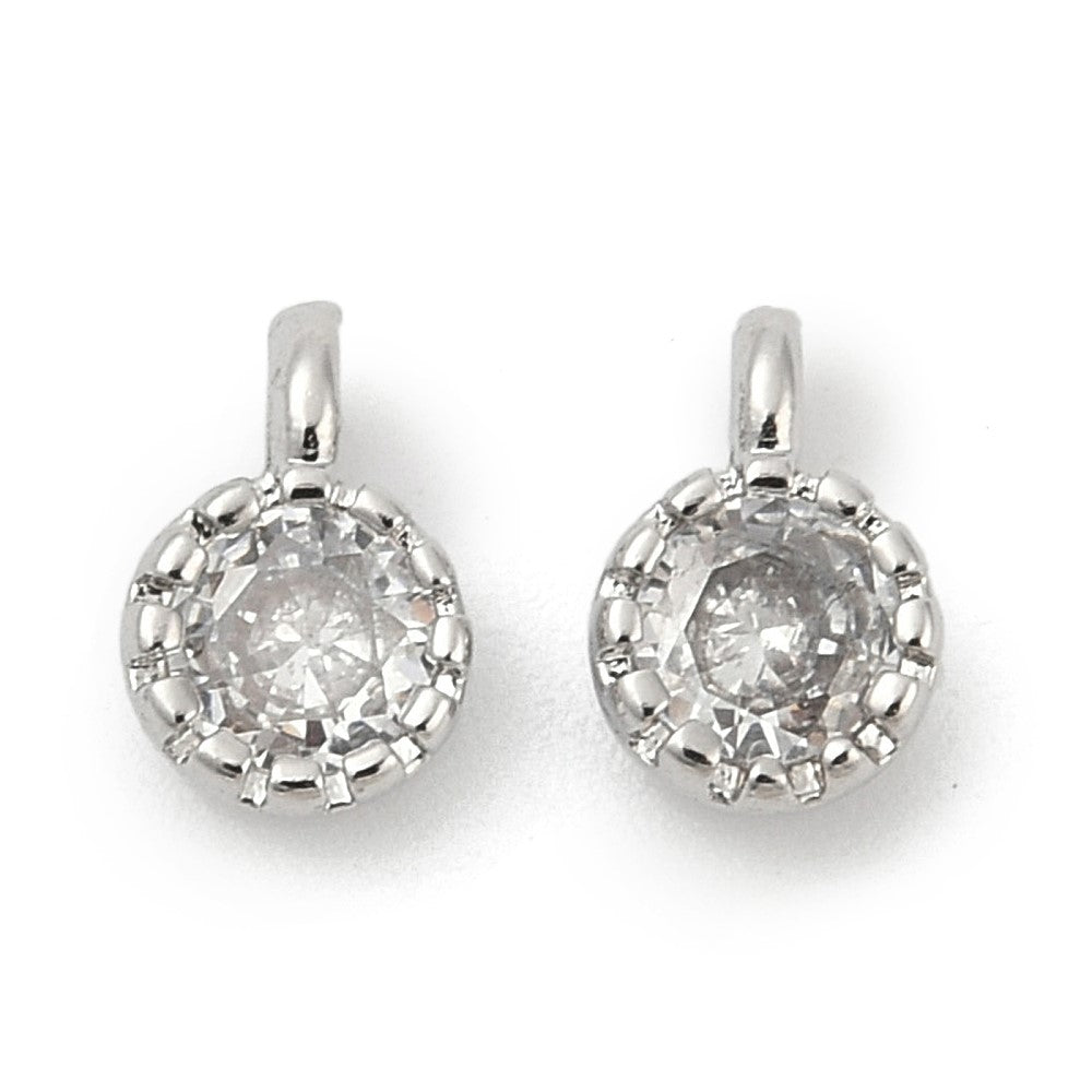 Bedel Zirconia rond zilver / wit 7x5mm - per stuk-bedels-Kraaltjes van Renate