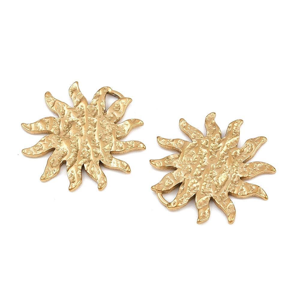 Bedel Zon Premium RVS met 18K Goud Plating 21,5mm – per stuk-bedels-Kraaltjes van Renate