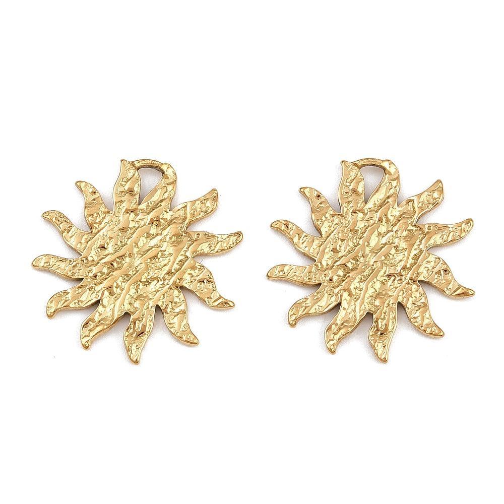 Bedel Zon Premium RVS met 18K Goud Plating 21,5mm – per stuk-bedels-Kraaltjes van Renate