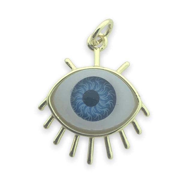 Bedel acryl oog blauw goud 22x18mm-Kraaltjes van Renate