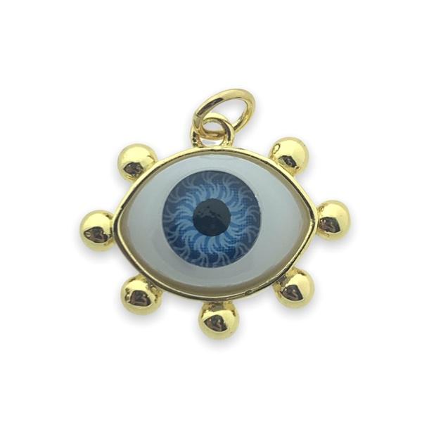 Bedel acryl oog bolletjes blauw goud 17x20mm-Kraaltjes van Renate