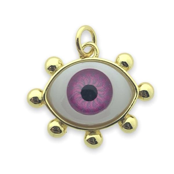 Bedel acryl oog bolletjes roze goud 17x20mm-Kraaltjes van Renate