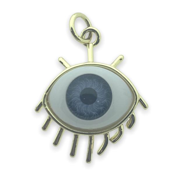 Bedel acryl oog donkerblauw goud 22x18mm-Kraaltjes van Renate