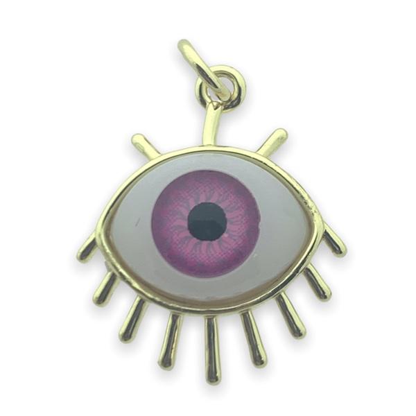 Bedel acryl oog roze goud 22x18mm-Kraaltjes van Renate