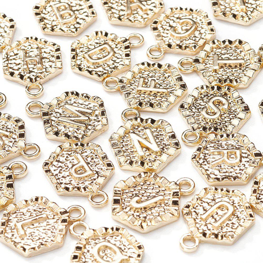 Bedel alfabet hexagon A-Z 18K goud 18x13mm-Kralen-Kraaltjes van Renate