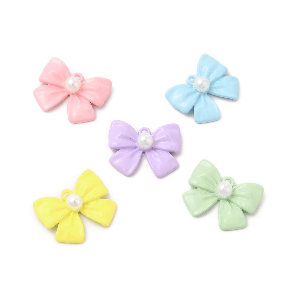 Bedel alloy strik parel gekleurd 17,5mm- per stuk-bedels-Kraaltjes van Renate