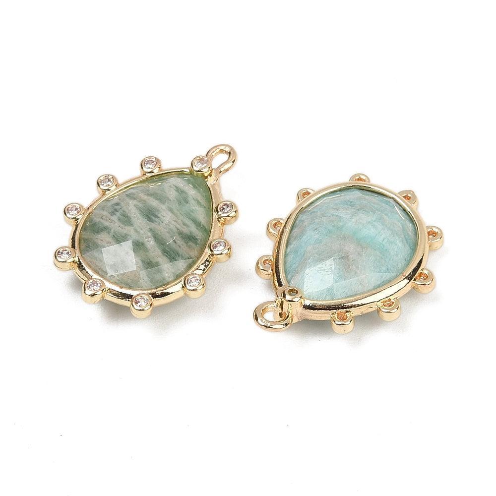 Bedel amazoniet faceted teardrop goud 21mm- per stuk-Kralen-Kraaltjes van Renate