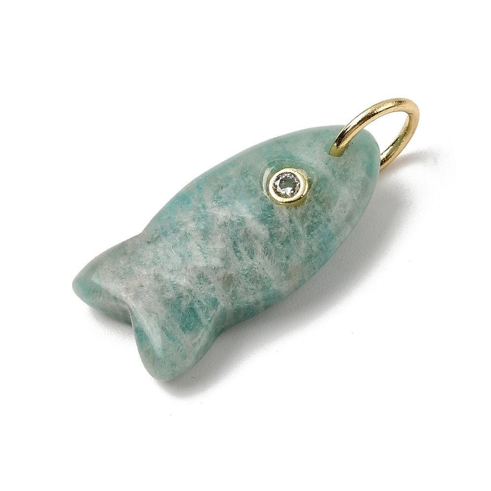 Bedel amazoniet vis goud 24mm - per stuk-bedels-Kraaltjes van Renate