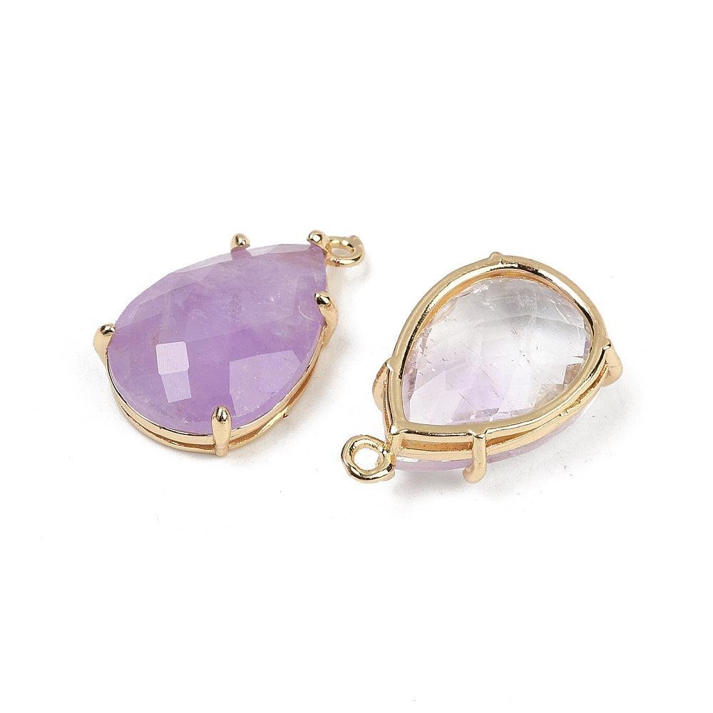 Bedel amethist faceted teardrop goud 22mm- per stuk-Kralen-Kraaltjes van Renate