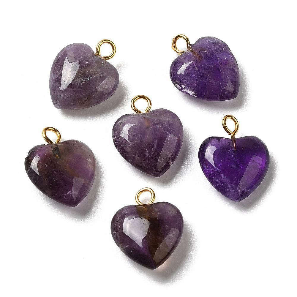 Bedel amethyst hartje paars/goud 15mm- per stuk-Kralen-Kraaltjes van Renate