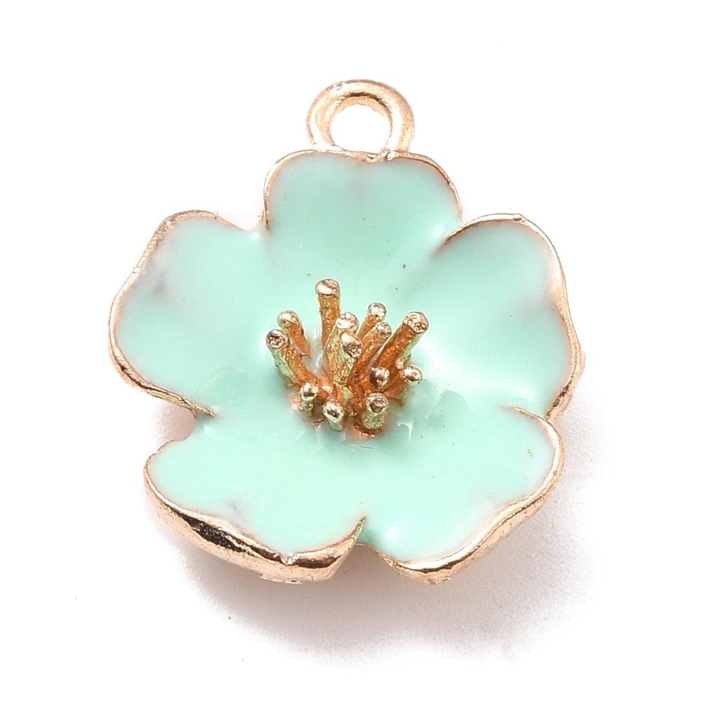 Bedel aquamarine bloem basic goud 23x20mm-bedels-Kraaltjes van Renate