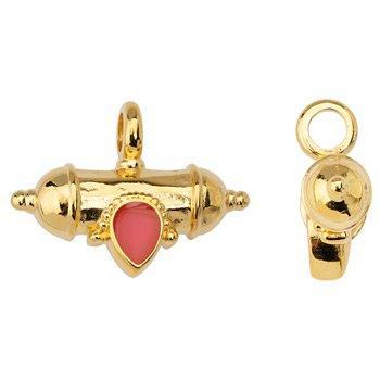 Bedel barrel roze RVS 24k goud 32mm - per stuk-bedels-Kraaltjes van Renate