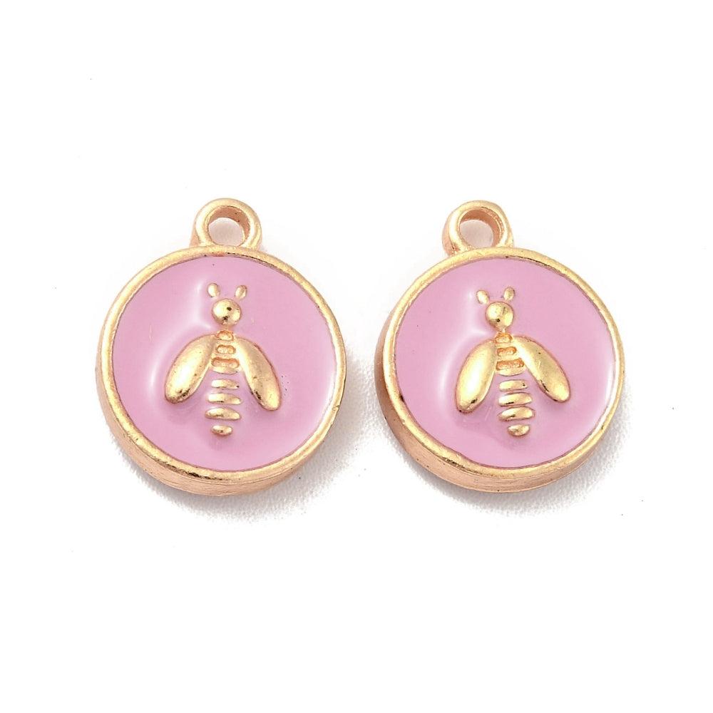 Bedel bee roze/goud 14mm-bedels-Kraaltjes van Renate