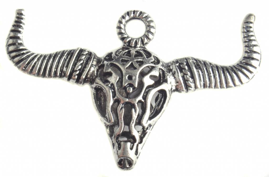 Bedel bison skull Zilver 29x44mm-Kraaltjes van Renate