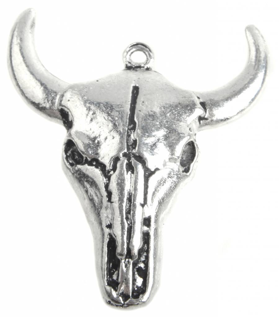 Bedel bizon skull Zilver 33x29mm-Kraaltjes van Renate