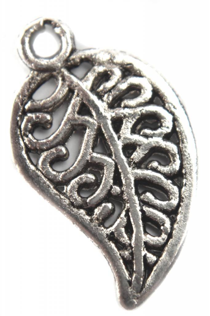 Bedel blaadje zilver 18x10mm - 9 stuks-Kraaltjes van Renate