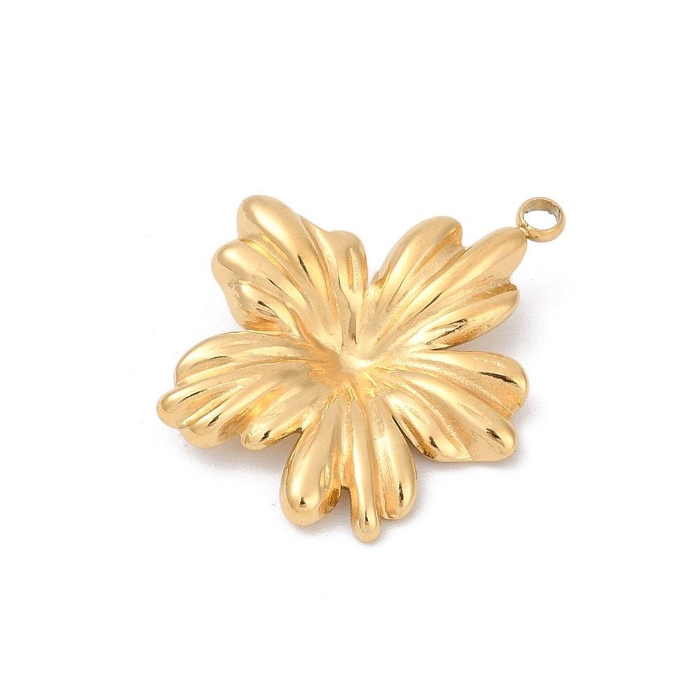 Bedel bloem 18K RVS goud 22mm - per stuk-bedels-Kraaltjes van Renate