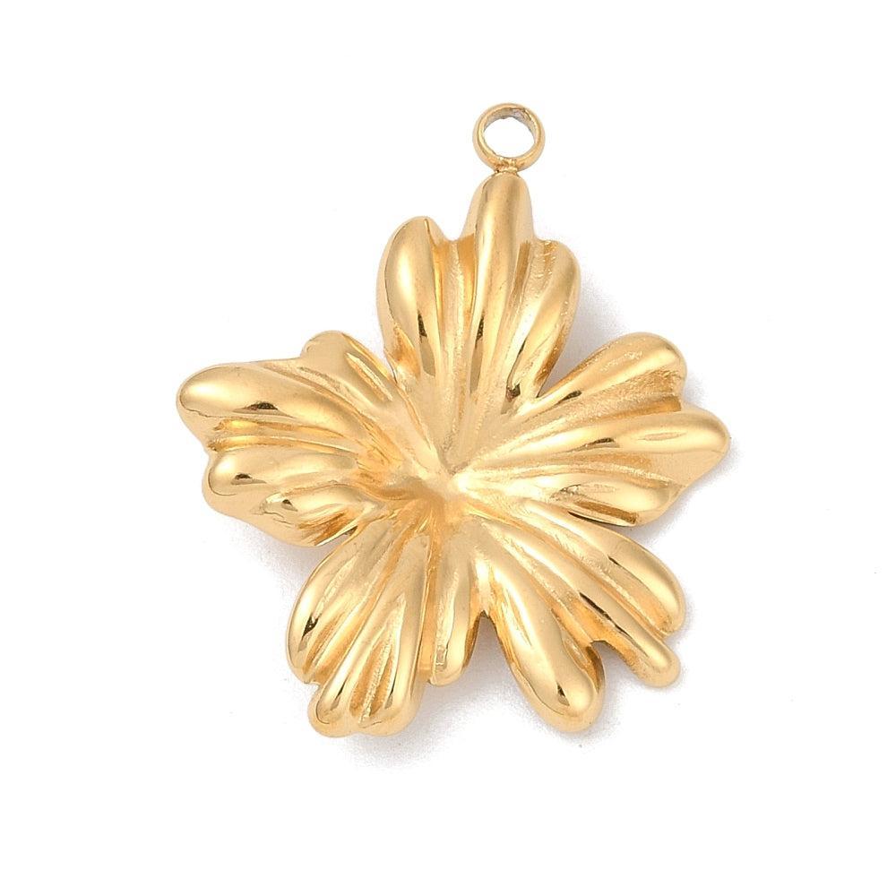 Bedel bloem 18K RVS goud 22mm - per stuk-bedels-Kraaltjes van Renate