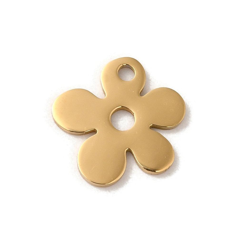 Bedel bloem RVS Goud 13mm - per stuk-bedels-Kraaltjes van Renate