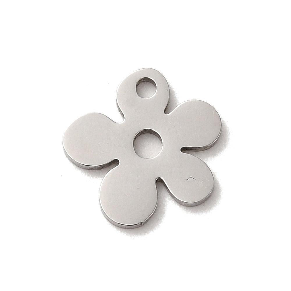 Bedel bloem RVS Zilver 13mm- per stuk-bedels-Kraaltjes van Renate