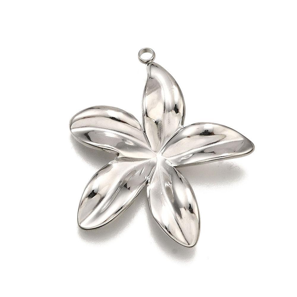 Bedel bloem RVS Zilver 31,5mm- per stuk-bedels-Kraaltjes van Renate