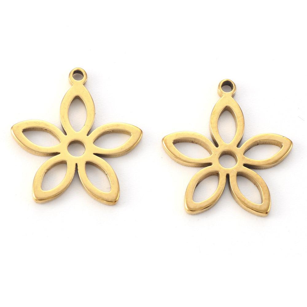 Bedel bloem RVS goud 16mm - per stuk-bedels-Kraaltjes van Renate