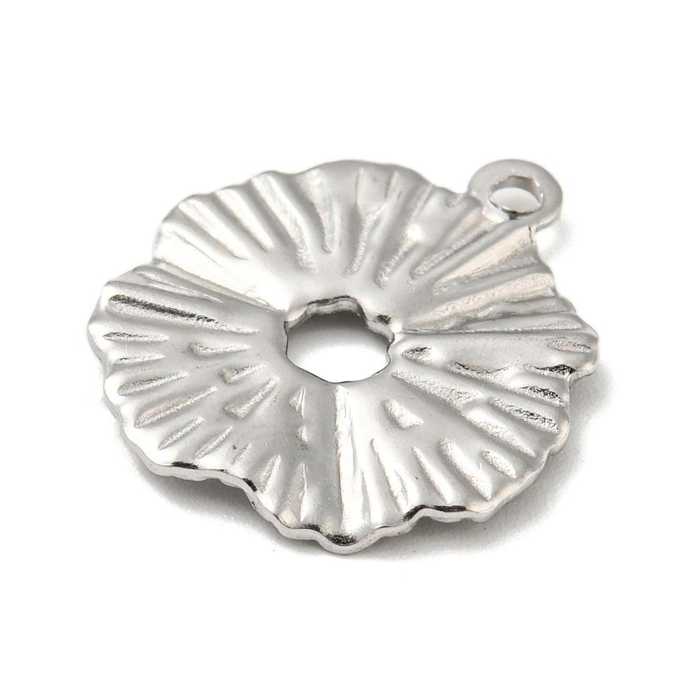 Bedel bloem RVS zilver 21x18mm-bedels-Kraaltjes van Renate