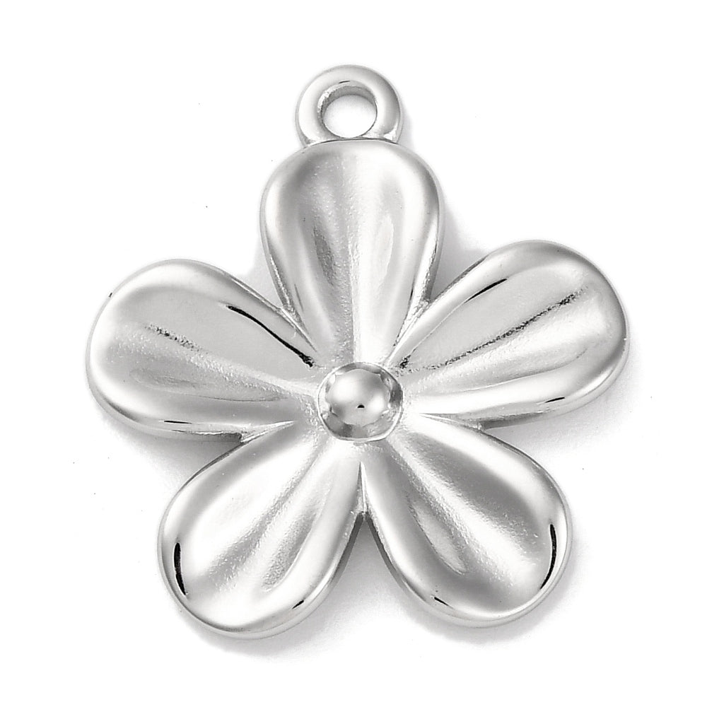 Bedel bloem RVS zilver 25x28mm - per stuk-bedels-Kraaltjes van Renate