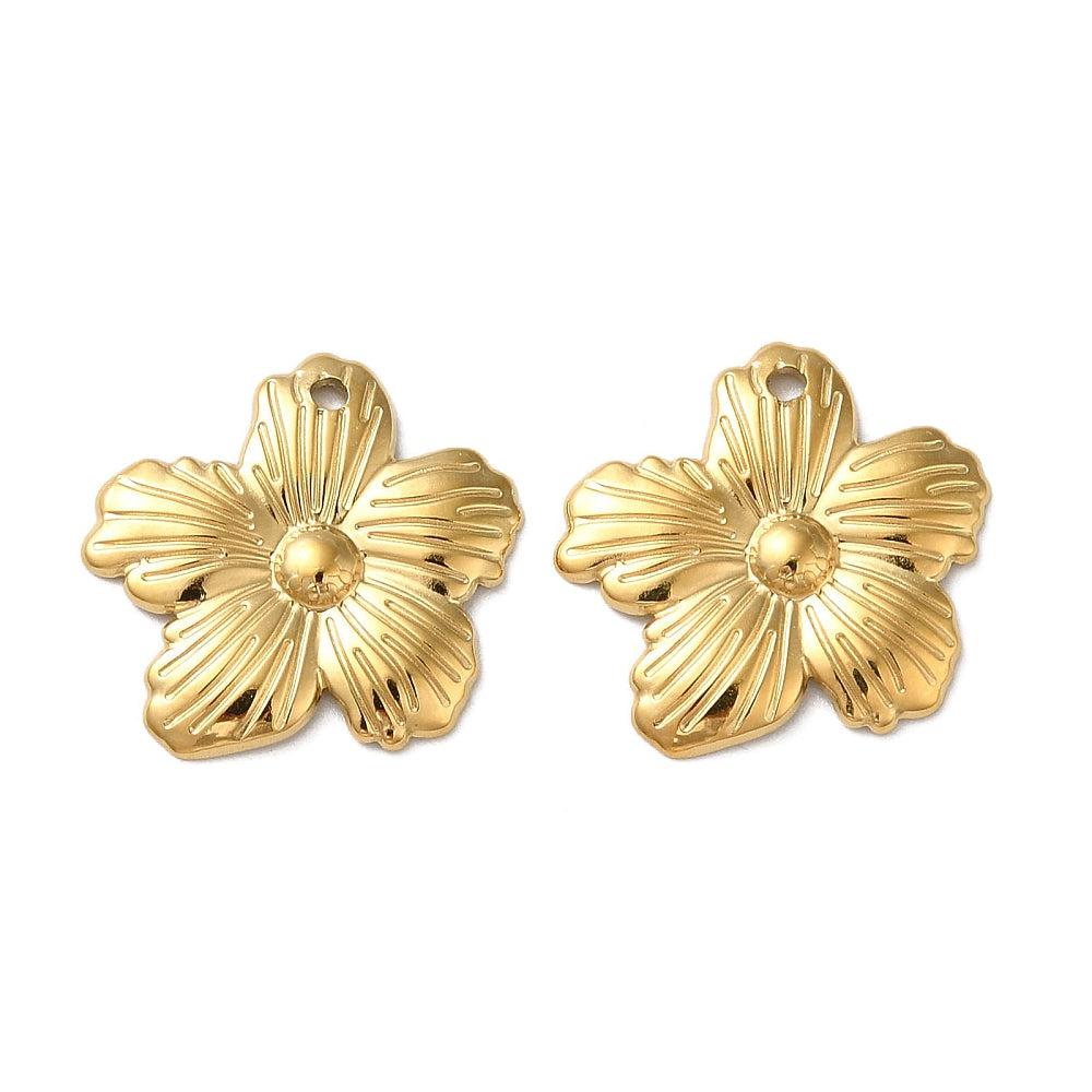 Bedel bloem goud 18K RVS 17x18mm-bedels-Kraaltjes van Renate