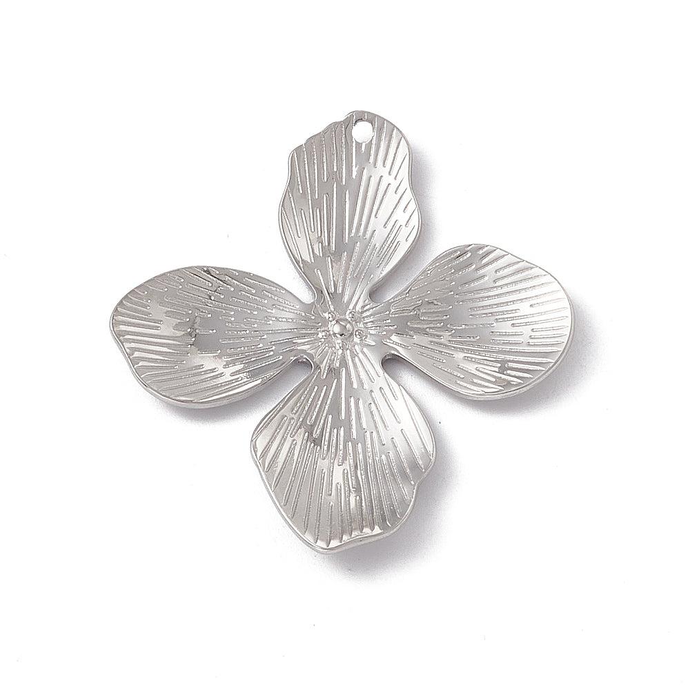 Bedel bloem groot Stainless steel zilver 45mm-bedels-Kraaltjes van Renate