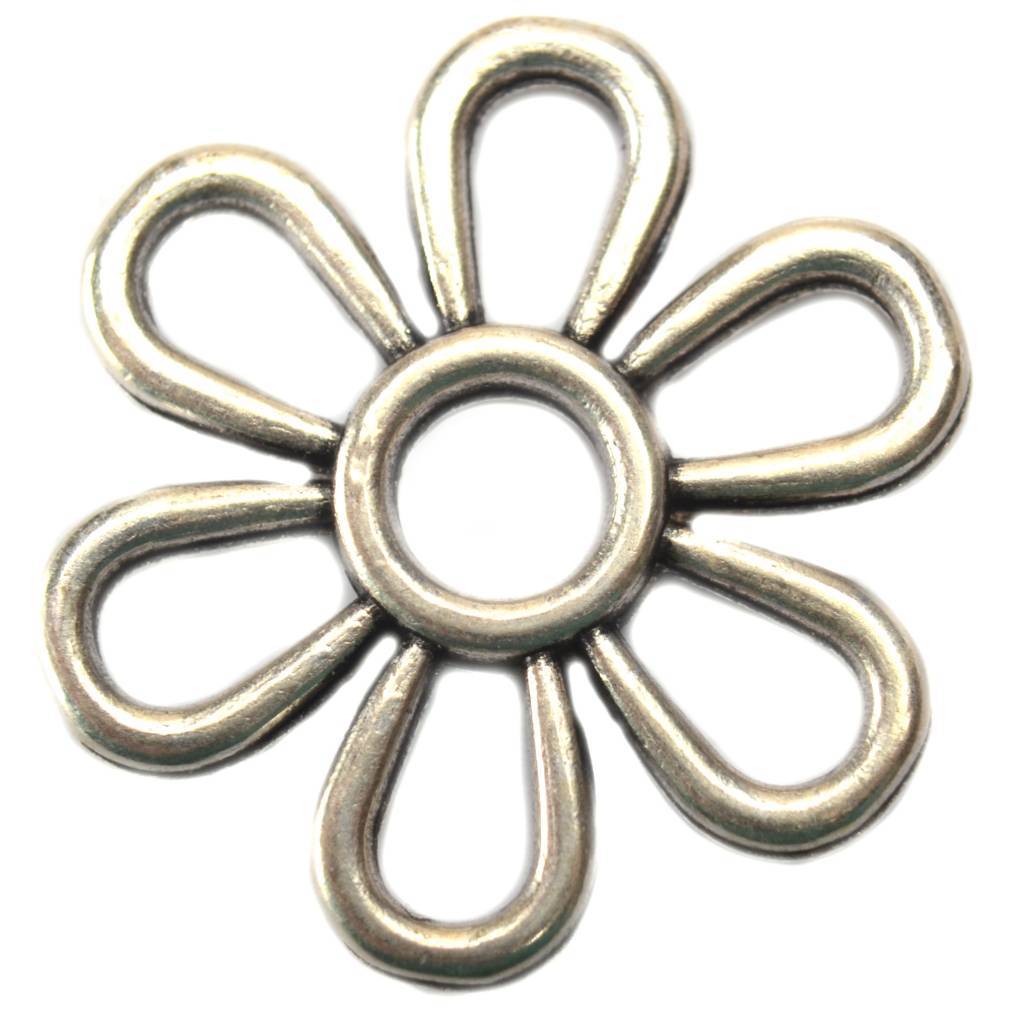Bedel bloem metaal zilver DQ 27mm-Kraaltjes van Renate