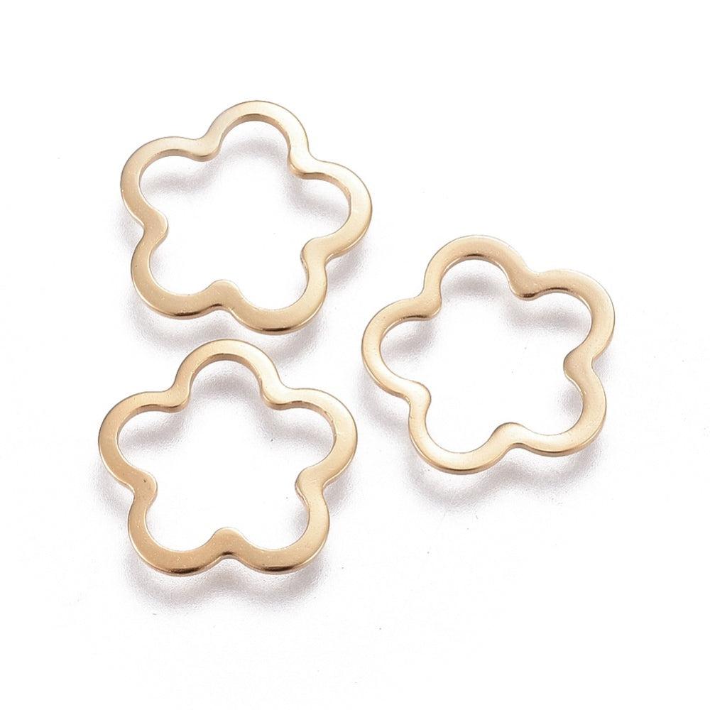 Bedel bloem open Stainless steel goud 15x14mm-bedels-Kraaltjes van Renate
