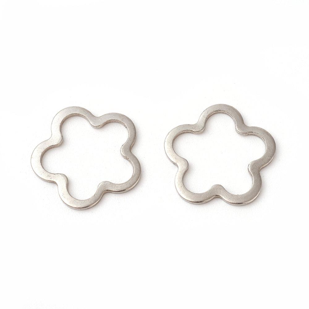 Bedel bloem open Stainless steel zilver 15x14mm-bedels-Kraaltjes van Renate