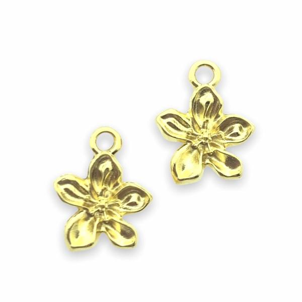 Bedel bloem organic Goud 24kr DQ 11x13mm-Kraaltjes van Renate