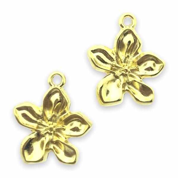 Bedel bloem organic Goud 24kr DQ 15x18mm-Kraaltjes van Renate