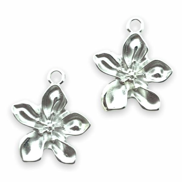 Bedel bloem organic Shiny silver DQ 15x18mm-Kraaltjes van Renate
