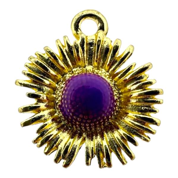 Bedel bloem paars/goud 14.5x13x2.5mm-bedels-Kraaltjes van Renate