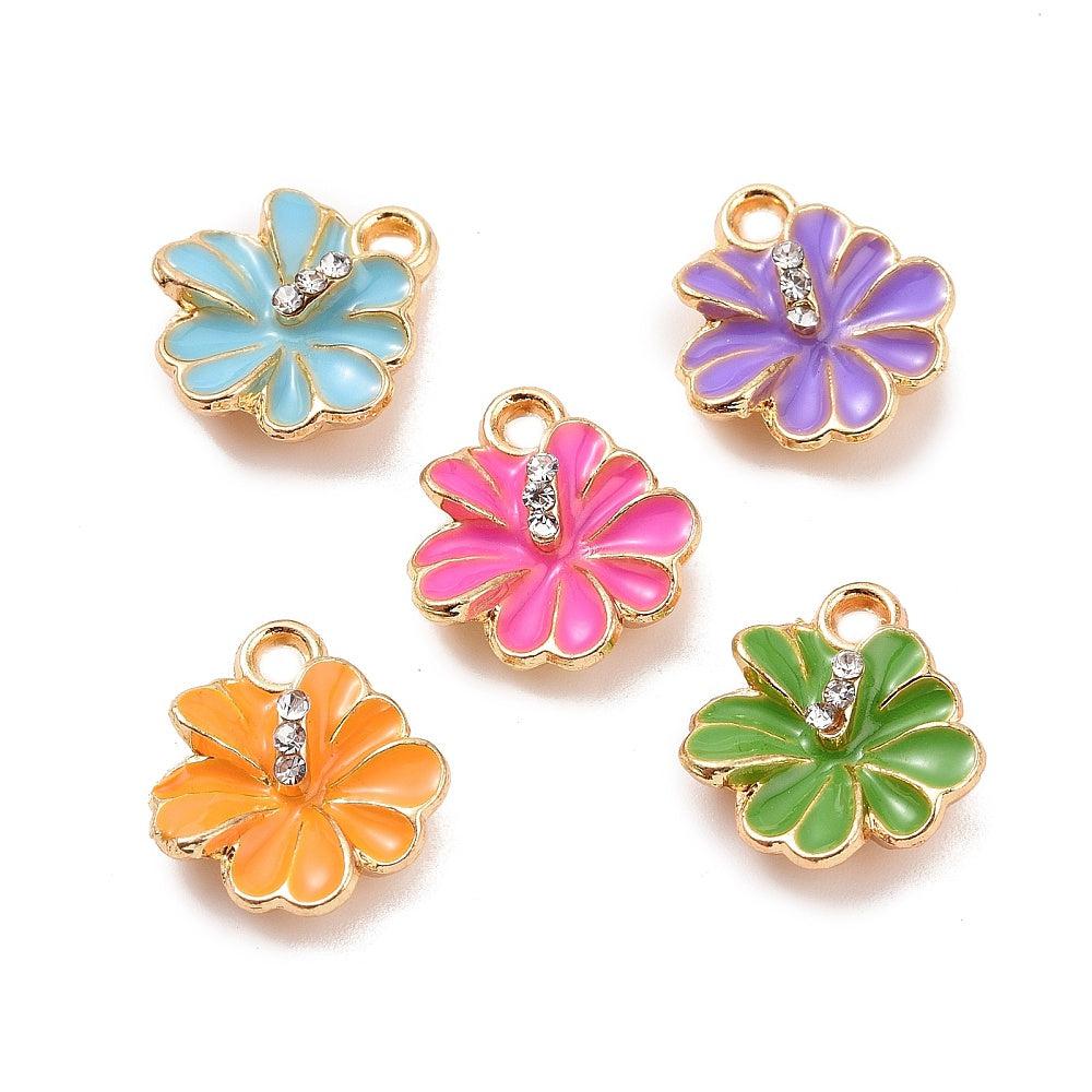 Bedel bloem rhinestone gekleurd 14x13mm-bedels-Kraaltjes van Renate
