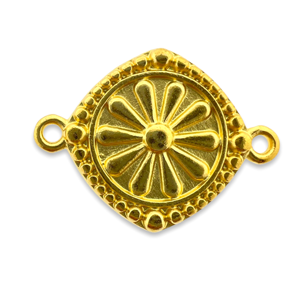 Bedel bloem tussenzetsel Goud 24kr DQ 17x23mm-bedels-Kraaltjes van Renate