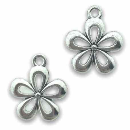 Bedel bloem zilver 18x15mm - 8 stuks-Kraaltjes van Renate