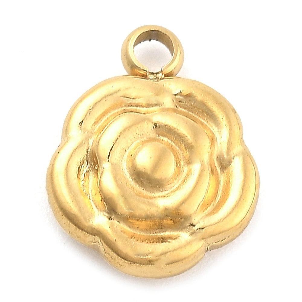 Bedel bloemetje 14K RVS Goud 10,5mm - per stuk-bedels-Kraaltjes van Renate