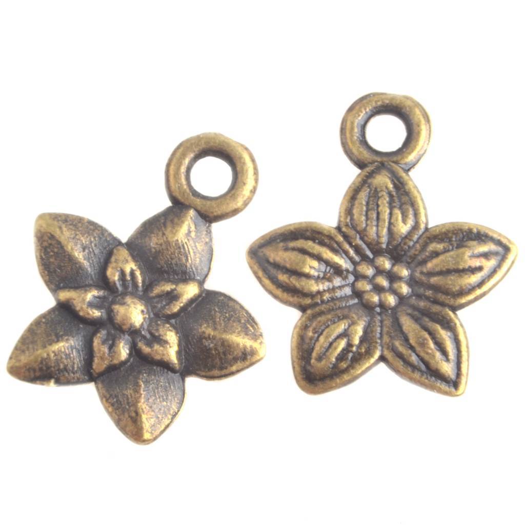 Bedel bloemetje Brons 14x12mm - 10 stuks-Kraaltjes van Renate
