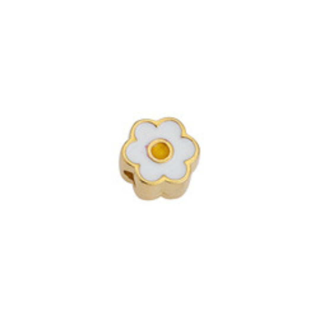 Bedel bloemetje wit goud 24kr DQ 8,3x9mm-bedels-Kraaltjes van Renate
