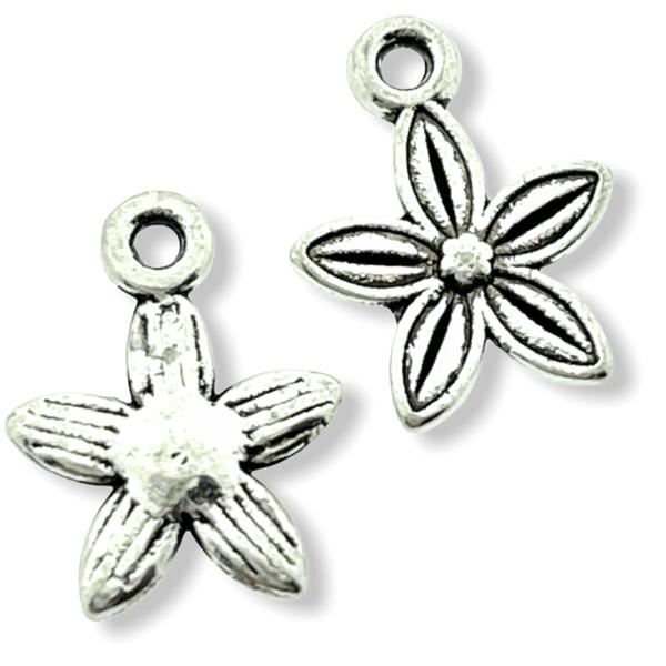 Bedel bloemetje zilver 13x10mm - 13 stuks-Kraaltjes van Renate