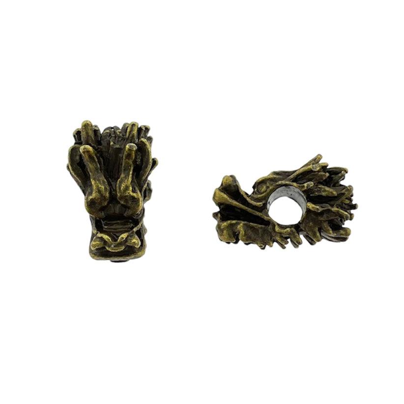 Bedel brons drakenhoofd 12x8mm- per stuk-bedels-Kraaltjes van Renate