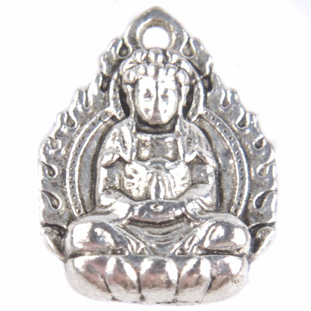 Bedel buddha Zilver 16x12mm - 5 stuks-Kraaltjes van Renate